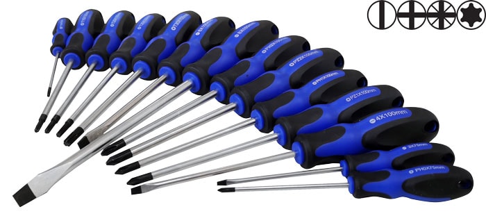 Skruvmejselsats Basic spår/Ph/Pz/Torx 14-delar